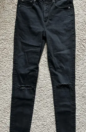 American Eagle Outfitters Black Skinny Jeans with Distressed Knees thumbnail 1