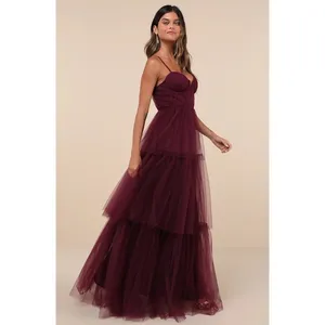 Lulus Unforgettable Poise Maxi Dress Women's XS Plum Purple Tulle Tiered NWT thumbnail 3