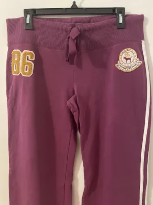 Victoria's Secret PINK Boyfriend Wide Leg Sweatpants w 86 Patch Size Large thumbnail 2