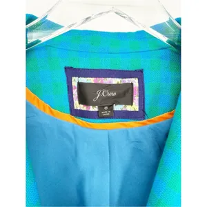 J.Crew Printed Matter Check Blazer‎ Women's 6 Blue Green Preppy thumbnail 5