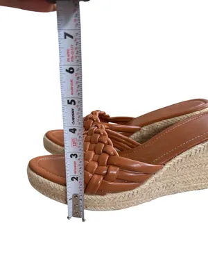 TAN Braided Leatherette Espadrilles Wedges Size 10 thumbnail 11