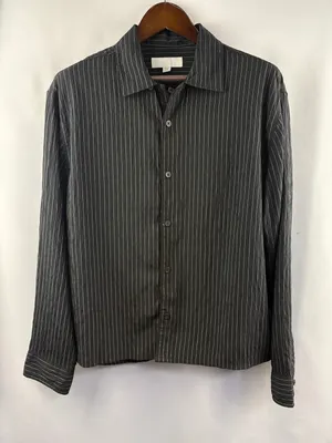 Women’s Zara Medium Black w/ White Stripes Button Up thumbnail 1