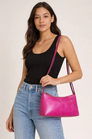 & OTHER STORIES Lizard Leather Shoulder Bag Pink‎ NWOT thumbnail 1