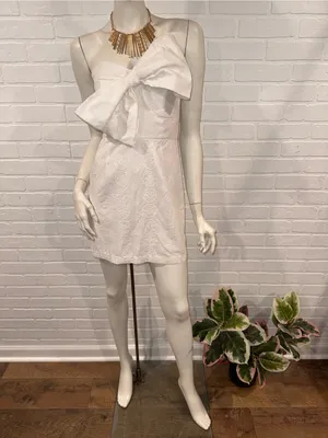 Hutch Strapless White Bow-Front Lace Mini Dress thumbnail 15