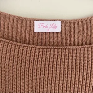 Pink lily tan ribbed sweater thumbnail 2