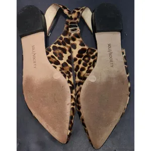 Sole Society Leopard Cow Hair Upper Slingback Point Toe Y2K Flats Women's Size 6 thumbnail 11