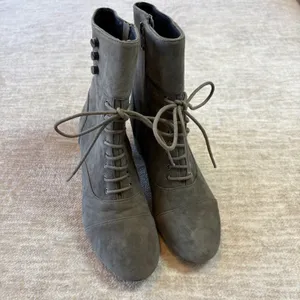 Botkier Lace Up Ankle Boots Women Olive Green Suede Buttons‎ Heeled Booties 6.5 thumbnail 2
