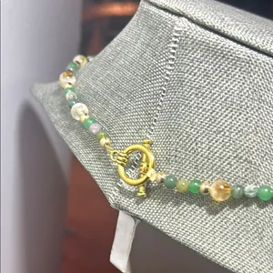 Handmade Moss Agate + Citrine + Green Aventurine Beaded Necklace * ✨ thumbnail 6