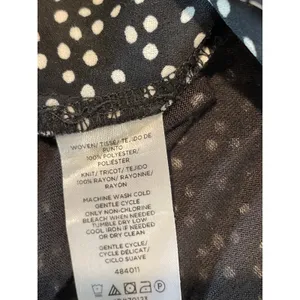 Ann Taylor LOFT Polka Dot Knot‑Front Top Size M Black White thumbnail 6