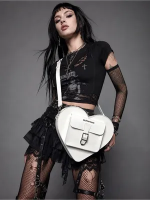 NWT Dr. Martens White Leather Heart Shaped Bag featuring the iconic heart thumbnail 6