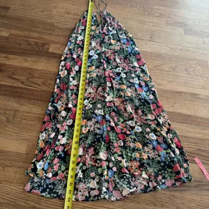 Zara Woman Floral Halter Midi Dress Black Multi Keyhole Backless XS thumbnail 6