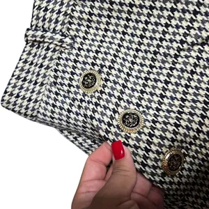 Zara Brown Houndstooth High Waist Women's Shorts Size:‎ S thumbnail 2