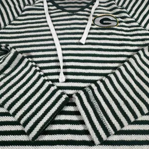 NFL Team Apparel Green Bay Packers Striped V-Neck Hoodie Women Small Football thumbnail 4