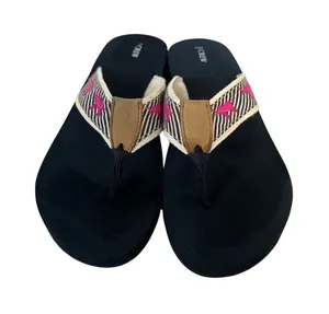 J.Crew Navy Pink Lobster Striped Platform Flip Flop Sandals Women thumbnail 1