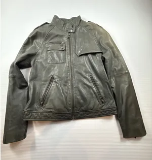 Banana Republic 100% Leather Women S Green Soft Jacket Moto Discolored thumbnail 1