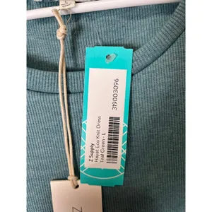 Z Supply Hayat Eco Knit Dress Teal Green Ribbed Sleeveless Midi Dress Size L New thumbnail 8