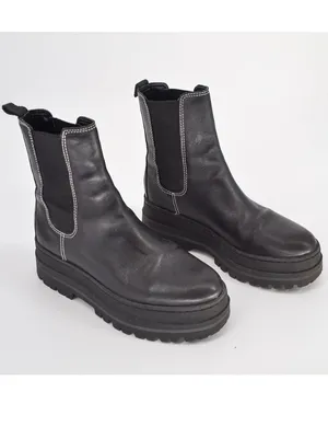 Marc Fisher LTD Patrick Chelsea Lug Sole Boots Black Leather 8.5 thumbnail 6