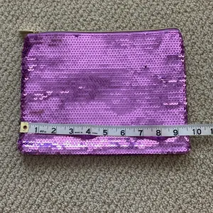 Tarte Sequin Flamingo Pink Purple Sequin Cosmetics Case Makeup Bag Like New thumbnail 7