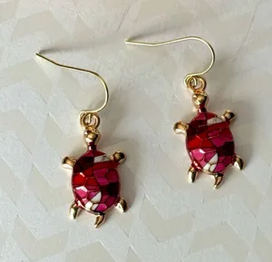 Pink Turtle Earrings thumbnail 1