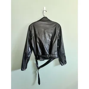 Princess Polly Women's Black Faux Leather Cropped Asym Punk Moto Jacket Sz 6 thumbnail 5