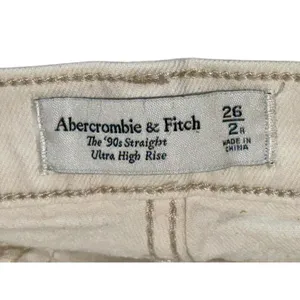 Abercrombie & Fitch 90s Straight Ultra High Rise Cream Off White Jeans Size 26 2 thumbnail 4