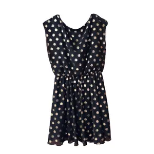 A.Byer Black with Metallic Polka Dot Cinch Waist Dress size Small thumbnail 7