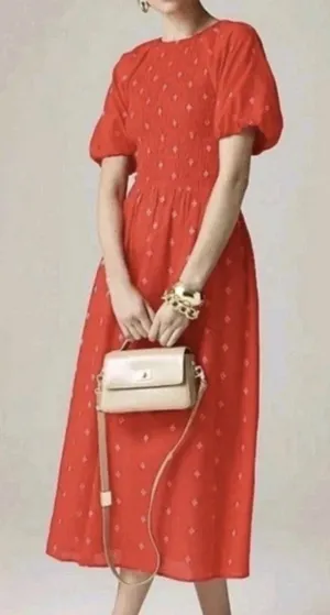 J.Crew Meadow Dress Small Red Smocked‎ Floral Midi Sundress Cottagecore Prairie thumbnail 1