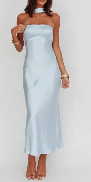 Satin Blue Dress Size L thumbnail 1