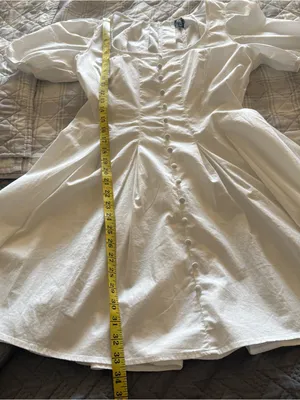 Scoop Women’s Button Front Mini Dress with Puff Sleeves Size M White Size M thumbnail 11
