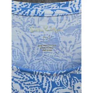 Lilly pulitzer lissie 100% pima cotton pom pom dress blue white foxes sz M thumbnail 4