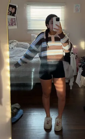 A Cropped Le lis Sweater with stripes! Never worn size small thumbnail 1
