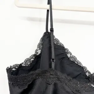 Victorias Secret Womens Y2K Whimsigoth Black Lace Trim Satin Coquette Cami Top S thumbnail 5