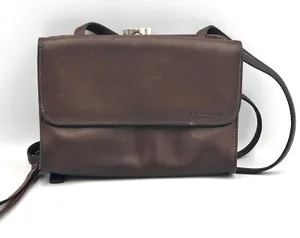 Vintage‎ Fossil Brown Leather Crossbody Organizer Wallet Bag Kiss Lock Y2K thumbnail 1