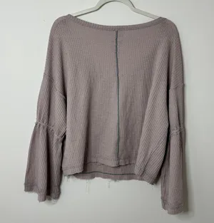 Free People We The Free Thermal Waffle Knit Dahlia Top Size Small Sweater thumbnail 6