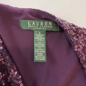 Ralph Lauren Purple Sequin Cowl Ruched Sleeveless Stretch Maxi Gown Dress Size 4 thumbnail 8