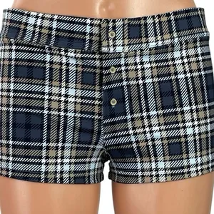 My Mum Made It On the Go Early Tide Plaid Check Micro Hipster Summer Shorts Sz S thumbnail 4