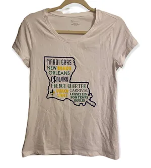 No Boundaries White New Orleans Mardi Gras Graphic Short Sleeve T-Shirt thumbnail 1