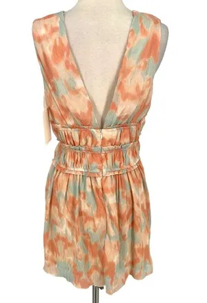 Fanco Tie Dye V-Neck Mini A-Line Dress Mint Orange Size Large NWT thumbnail 6