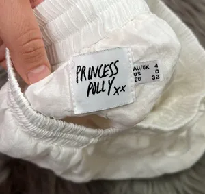 EUC Princess Polly Amelia Shorts White Lined sz 0 thumbnail 7
