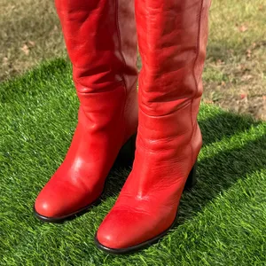 Free People Grayson Red Knee High Boots Leather EU 37 Block Heel thumbnail 8