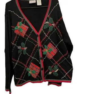 Holiday Vintage 90s Presents & Mistletoe Christmas Ugly Sweater thumbnail 1