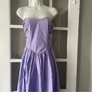 Free People Cohen Poplin Strapless Lavender Dress thumbnail 4