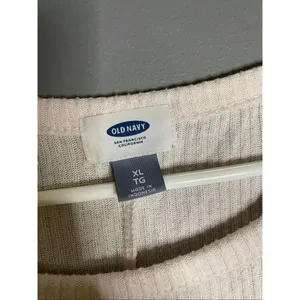 Old Navy White Pink Waffle Knit Scoop Neck Top Size XL thumbnail 4