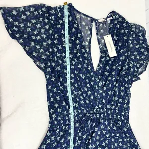 Francesca’s Mi‎ Ami Navy Floral Wrap Dress Short Sleeve Above Knee Size M thumbnail 8