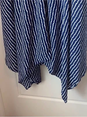 Gabby Skye Sleeveless Navy and White Striped Button-Front Dress thumbnail 4