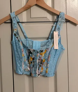 Victoria's Secret Blue Floral Corset Top thumbnail 1