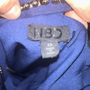 NBD navy Lourdes beaded open back halter mini dress thumbnail 5