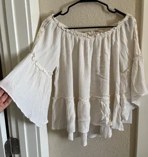 Off The Shoulder Boho Top White Size M thumbnail 2
