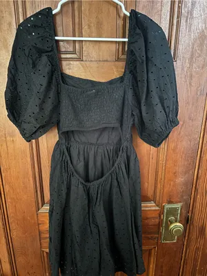a new day Black Eyelet Puff Sleeve Midi Dress thumbnail 2