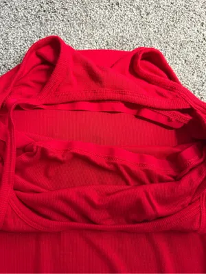 Victoria’s Secret Red Ribbed Tank Top Logo Y2K Basic Size Medium thumbnail 5